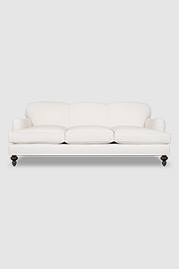 96 Basel tight back English roll arm sofa in Angelina Antique 9500 white leather