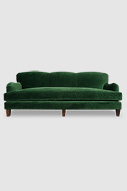96 Basel tight-back English roll arm sofa in Como Emerald green velvet with bench cushion