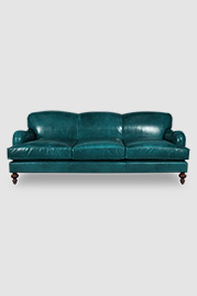 96 Basel tight back English roll arm sofa in Cortina Bay 5625 blue leather