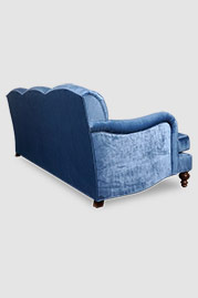 86 Basel tight back English roll arm sofa in Thompson Wedgewood stain-proof blue velvet