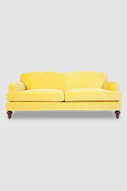 Basel tight back English roll arm sofa in Como Sunnyside yellow velvet