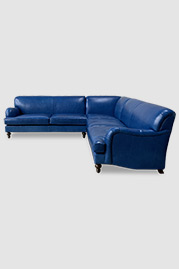 115x115 Basel sectional in Bellissimo Blu Oltremare leather