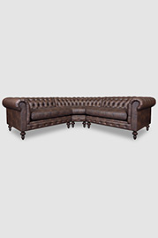 105x105 Higgins Chesterfield sectional sofa in Brisa Distressed Steerhide faux leather with radius corner