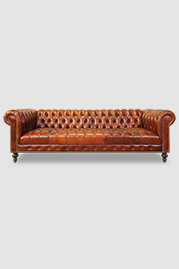 102 Higgins sofa with tufted seat in Cortina Walnut 2484 brown leather