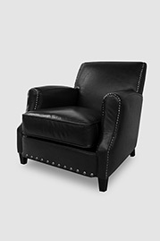 Howdy armchair in Harness Black leather