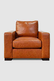 Cole armchair in Everlast Leverage brown performance leather