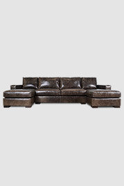 Cole dual-chaise sectional in brown leather