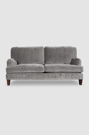 Blythe pillow back English roll arm sofa in Cannes Grey Cloud velvet