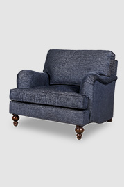 Blythe English roll arm chair in Stanton Ink blue performance fabric