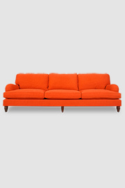 116 Blythe English roll arm sofa in Greenwich Marmalade orange performance fabric