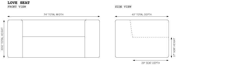 Johnny Love Seat Dimensions