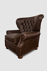 Eugene tufted recliner in brown leather