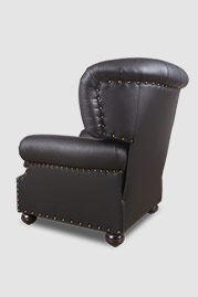 Eugene tufted recliner in Brisa Fresco Peppercorn black faux leather