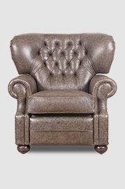 Eugene tufted recliner in grey leather