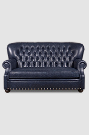 Eugene sofa in blue leather with bench cushion