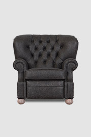 Eugene recliner in Cheyenne Black Rock performance leather with Aged Grey legs