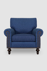 Didi armchair in Boss Tweed Denim blue performance fabric