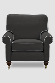 Didi armchair in fabric with contrasting welting