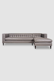 113.5 Atticus sofa+chaise in grey faux leather