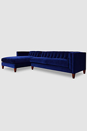 Atticus sofa + chaise sectional in Cannes Lapis velvet fabric