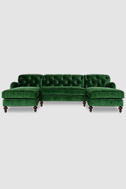 Dual-chaise Alfie sectional in Como Emerald green velvet