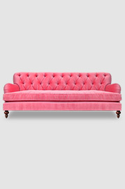 Alfie tufted English roll arm sofa in Como Romance blush pink velvet