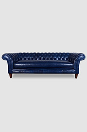 Lucille French Chesterfield sofa in Echo Blue Marlin leather