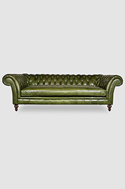 Lucille Chesterfield sofa in Southwick Evergreen leather