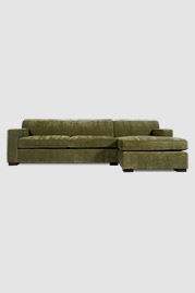 Bobby sofa+chaise in Jay Fennel green performance fabric