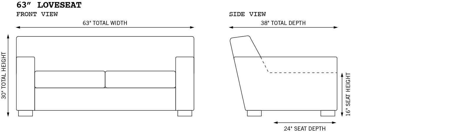 Bobby Loveseat Dimensions