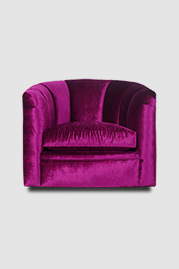 Oliver swivel chair in Prince Victoria velvet with channel tufted back