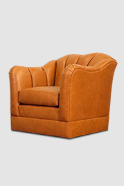 Carla armchair with swivel base in No Regrets Pure Cognac performance leather