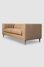 79 Harley channel-tufted tuxedo sofa in Road Warrior Torque Tan performance leather