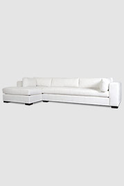 126 Chad sofa+chaise sectional in stain-proof Stanton Rice white fabric