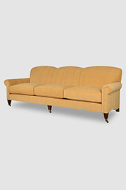 95 Bunny sofa in Vermillion Sunshine fabric with caster legs