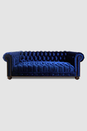 85 Janus dual-sided Chesterfield sofa with tufted seat in Prince Sapphire blue velvet