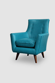 Gogo armchair in Cortina Bay 5625 blue leather