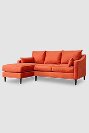 Scottie sofa+chaise in Thompson Persimmon velvet