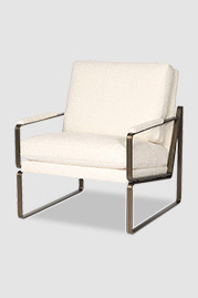 Weldon armchair in bronze metal finish with cushion back and seat