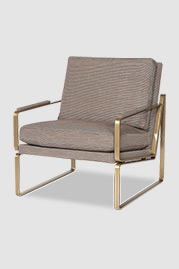 Weldon armchair in brass metal finish with cushion back and seat