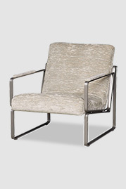 Weldon armchair in silver metal finish with tight back and seat