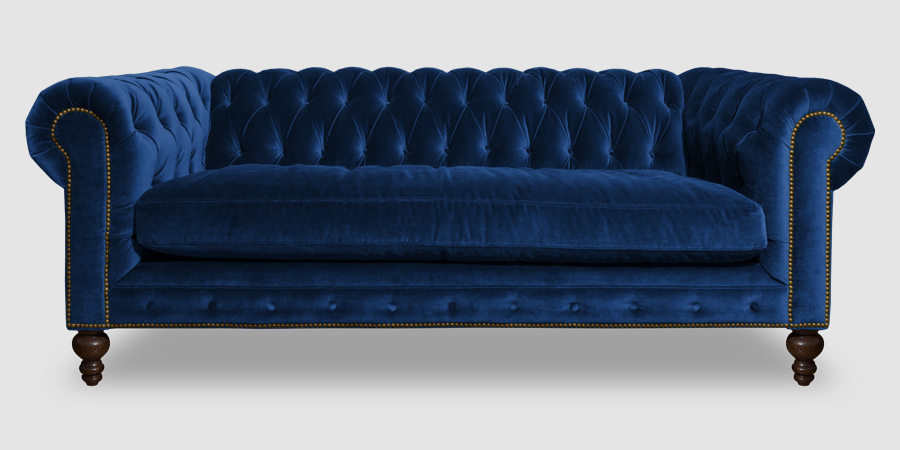 Teal blue velvet Chesterfield sofa