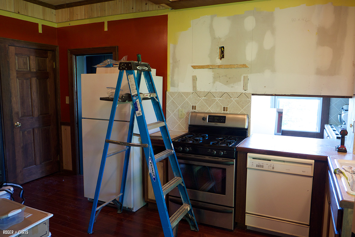 Removing cabinets.