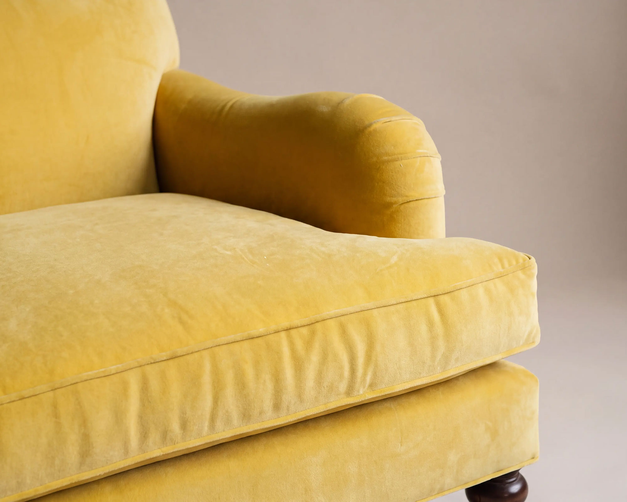 Close-up of English roll arm upholstery