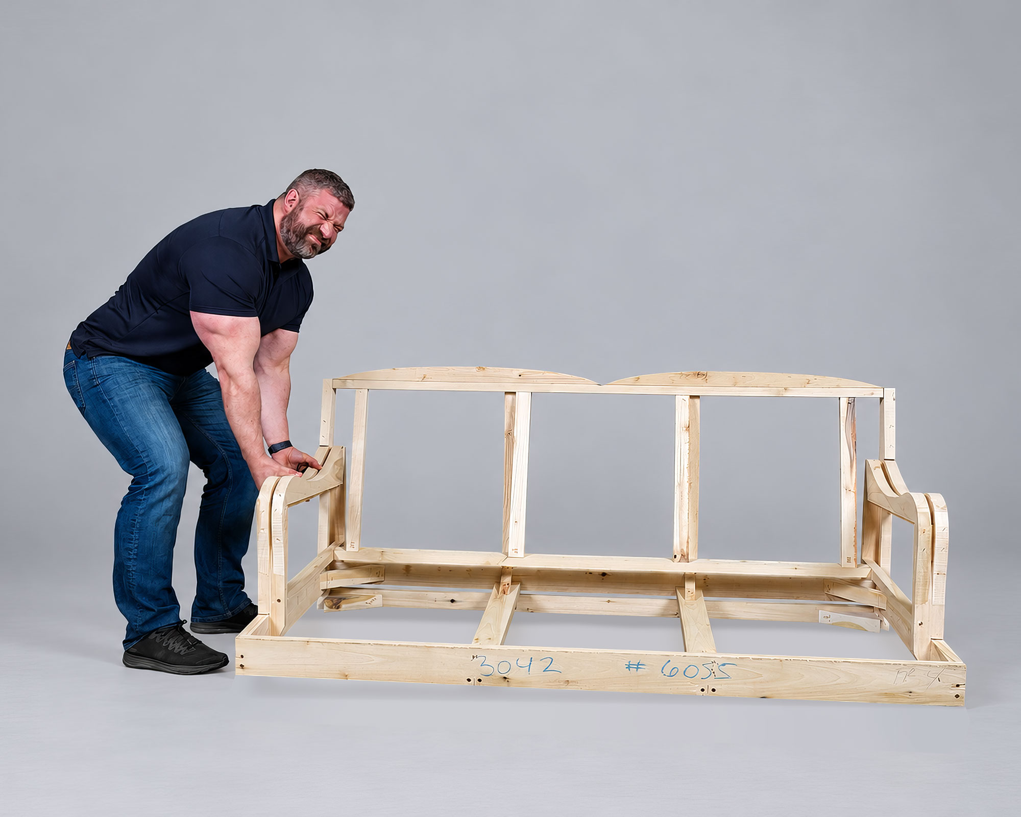 Lumber English roll arm frame