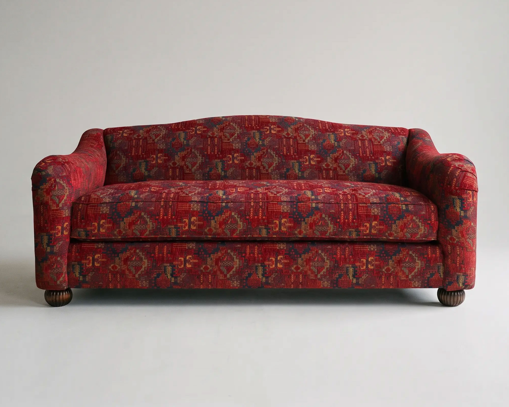Margot camelback English roll arm sofa