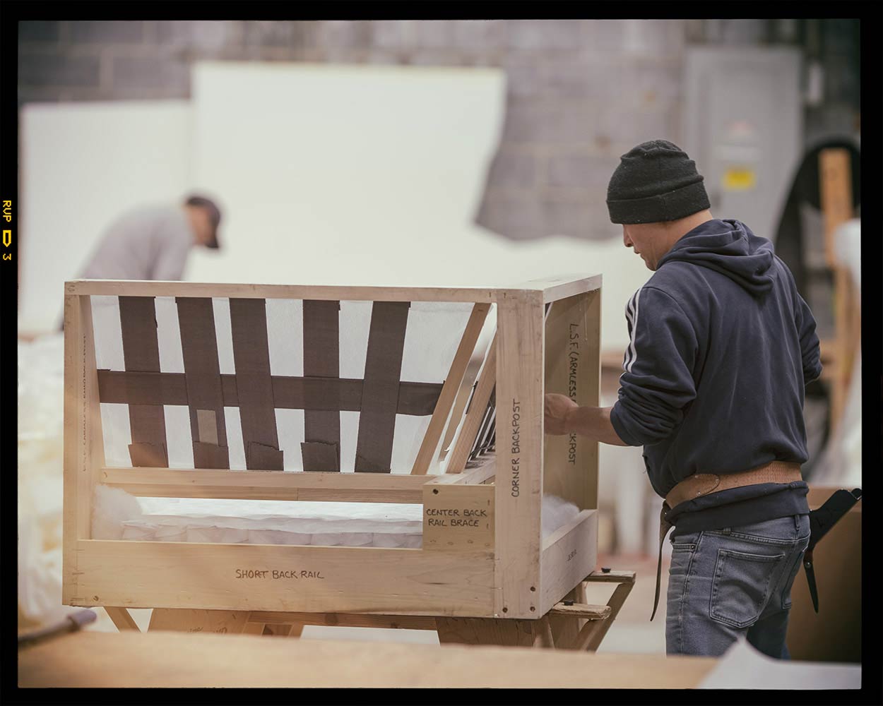 A furniture frame undergoing springup