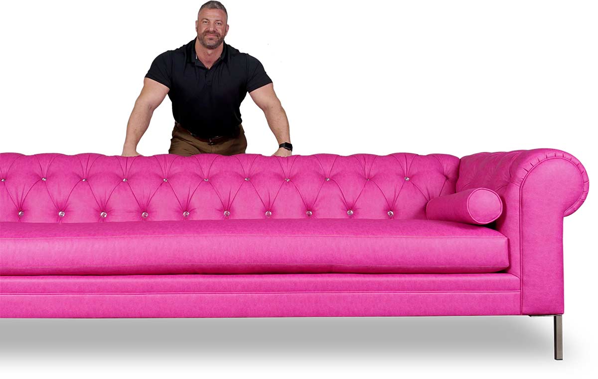 Large pink Chesterfield sofa