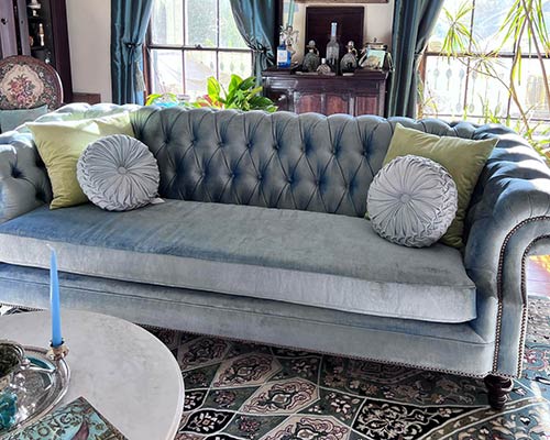 Customer image: Cecil sofa in Bruges Parisian Blue velvet