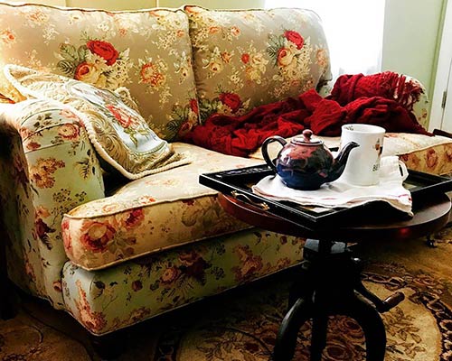 Customer image: Blythe sofa in floral print fabric